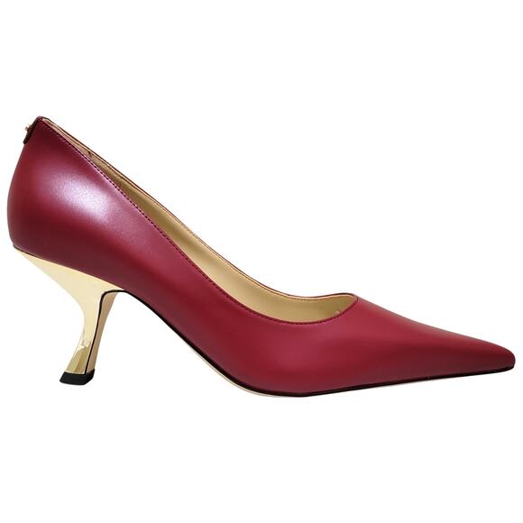 Michael Michael Kors Women Luna Mid Pump Heels Size US 8M Deep Red Leather - Picture 2 of 5